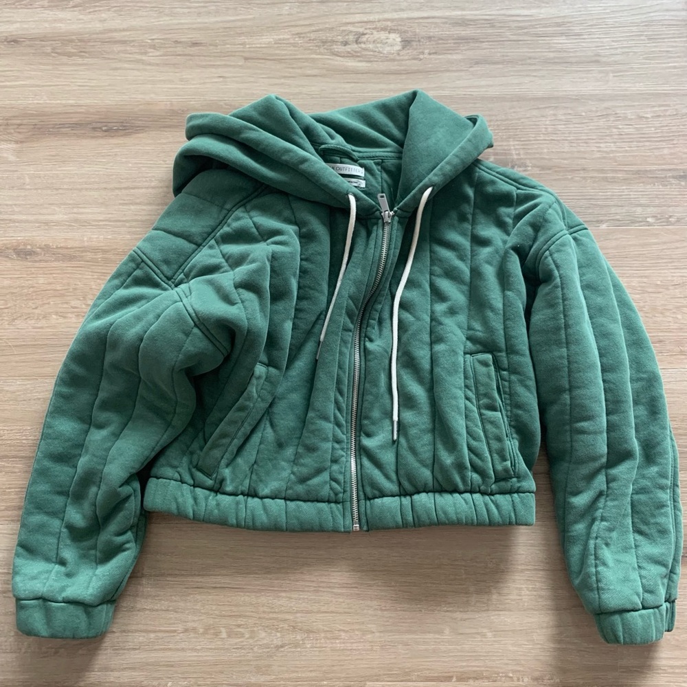 Urban Outfitters green cropped zip up hoodie